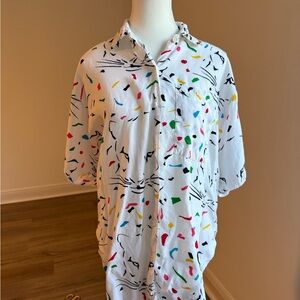 ‘80’s Mirrors Colorful Abstract Print Button-Up Shirt